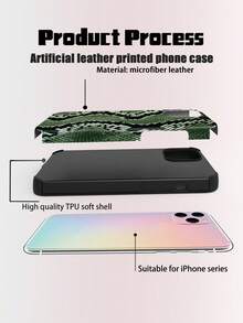 1pc Vintage Green Snake Skin Pattern Faux Leather Soft Protective Phone Case, Shock-Absorbing Design With Speaker Hole, Compatible With Apple 17 Pro Max/16 Pro Max/16 Plus/13 Pro Max/14 Pro Max/13/14/11/12 Pro/11/15 Pro, Galaxy S24 Ultra, Holiday Gift - Green - View 9