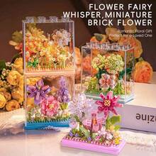 Micro Building Block Flower Bouquet Set, Fairy Floral Micro Building Block Kit With Stackable Transparent Display Box, DIY Micro Brick Toy Suitable For Children 6+ And Adults, Home Office Desk Bedroom Decor, Perfect Gift For Birthday, Valentine's Day, Mother's Day, Christmas, Anniversary - Multicolor - View 2