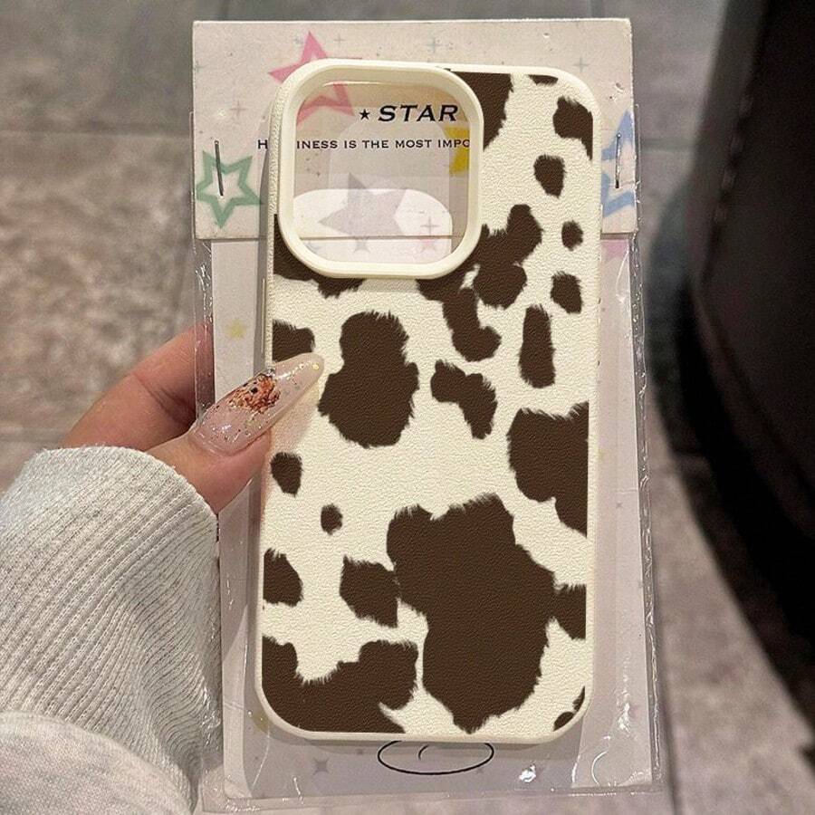1個 TPU 材質焦糖牛紋手機殼,適用於 iPhone 17 Pro Max/17/16 Pro Max/15/13/12/11, S20 FE/A15/S24/A55, Note 11/Note 12/Note 13 Pro,全包覆防摔軟保護手機套 - 白色 - 查看 1