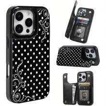 Pearl Polka Dot Dream Patterned Card Holder Leather Case Is Compatible With IPhone 17 Pro Max/Air/16/15/14/13/12/11.For Samsung S22/S23/S24/25. It's An Ideal Gift For Christmas, Valentine's Day, And New Year's, Perfect For Boyfriends, Girlfriends, And Family. - 粉色 - 查看 7
