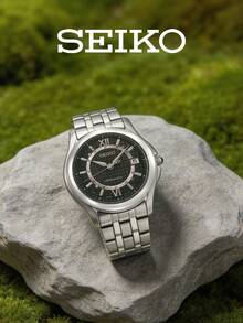 Seiko SNM045J1 男士自動機械錶，黑色錶盤，不鏽鋼錶帶，附原裝錶盒 - 銀色 - 查看 2