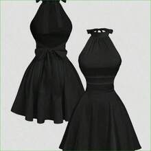 MOD Vestido mini con espalda descubierta, lazo y estampado floral abstracto fluido - Albaricoque - Ver 7