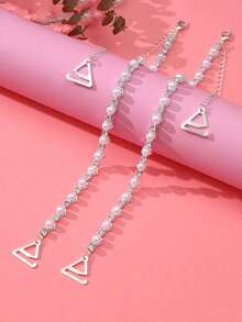 1 Pair Rhinestone Adjustable Sexy Simple Lingerie Straps, Universal Chest Hanging Necklace Chain Decor,Summer,Beach,Wedding,Festival,Birthday - Multicolor - View 12