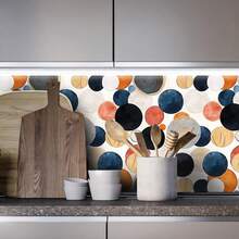 1 Rollo de Papel Tapiz Autoadhesivo con Gráfico Abstracto, Papel Tapiz Geométrico Vintage, Adecuado para Decorar Varias Paredes de Habitaciones y Muebles, Renovar Paredes, Muebles y Gabinetes, Fácil de Aplicar y Quitar, Película Hecha a Mano - Gráficos - Ver 7