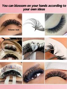 Qeelasee Extra große fächerförmige Wimpernverlängerungen D-Locke 0,03-0,10 mm professionelle Nerz-Einzelwimpern 12 Reihen Make-up Wimpernzubehör - D - Übersicht 4