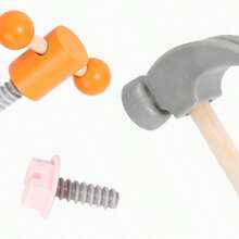 1 Set Wooden Children's Tool Box Toy, Realistic Nut & Bolt Assembly Combination With Hammer, Wrench, Gears, Natural Wood Tool Workbench, Early Education Puzzle Toy To Develop Hands-On Ability - Multicolor - View 10