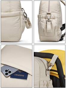 SOBOBA 1pc Waterproof Solid Color Nylon Mommy Backpack, Large Capacity, Stroller Hanging, Multi-Pocket Diaper Bag, Suitable For Picnic And Outings - Multicolor - View 4