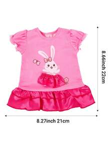 Vestido de muñeca para niños de 16-18 pulgadas con estampado de conejo, estilo volantes rosa, atuendo divertido para disfrazarse, idea de regalo de cumpleaños para niños, juguete divertido para niños (muñeca no incluida) - Multicolor - Ver 4