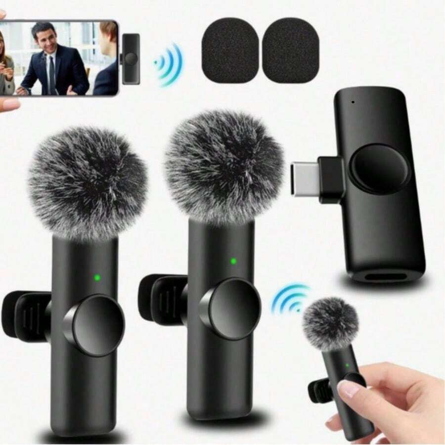 Wireless Lavalier Microphone For Phone TypeC Interface, Plug And Play, 2.4G Ultra Low Latency, Built-In Noise Reduction Chip, Suitable For Video Recording, Interview, Podcast, Vlog, 50mAh Rechargeable Battery