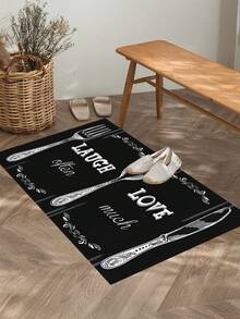 1 pieza Alfombra de mesa de cocina, Alfombra de cocina antifatiga, Juego de alfombra de cocina de goma, Alfombra de cocina con tema de Vida, Risa y Amor Antideslizante Lavable, Alfombra de pasillo de cocina, Respaldo de goma - Multicolor - Ver 4
