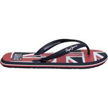 PEPE JEANS | Pepe Jeans Women's Flip Flops – Navy Blue Flip Flops With Union Jack – Summer Pool Flip Flops – Slip-On – Pool – Beach – Sea – Comfortable – Model PMS700014-595 - Navy Blue - View 1