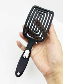 1pc Black Elastic Panda Shaped Large Curved Comb, Volumizing Wet/Dry Dual-Use Oil Hair Curly Hair Rib Comb - Black - View 9