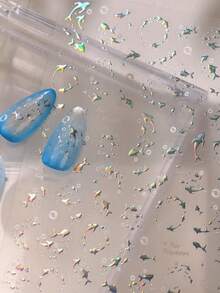 1片 5D 夏季透明海鹽海豚美甲貼紙 夢幻亮片海豚黏貼式美甲裝飾貼紙 DIY 配件 - 彩色 - 查看 2