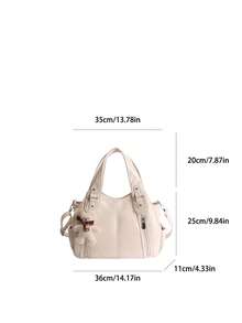 Matte Texture Large Capacity Fashionable Versatile Shoulder Bag, High-End Beach Bag, Tote Bag, Shopping Bag - White - View 10