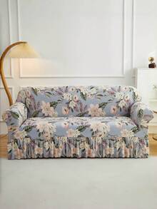 1pc Slip-Resistant Elastic Decorative Sofa Cover, Milk Silk Fabric Floral Print Skirt Design, Fit For Single/Double/Three/Four Seater Sofa, Pet-Friendly, Colorful, Suitable For Spring/Summer/Autumn/Winter - Multicolor - View 7