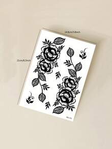 STARTTOOS 1pc Black Flower Leaf Vine Pattern Temporary Tattoo Sticker - DIY Summer Party Holiday Gift Y2K Floral Arm Thigh Ankle Body Skin Tattoo Sticker - Black - View 6