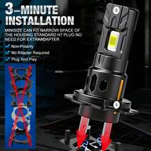 TOAUTO 2入 H7 LED 車頭燈燈泡 120W 30000LM 6000K 白光 9核 3570 晶片 超亮汽車大燈燈泡 - A - 查看 5