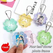 Lucky Four-Leaf Clover 1-Inch Photo Frame Keychain, Idol Photo Card Holder Set, Elevator Card Holder, High Definition, Scratch-Resistant - A - View 1
