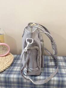 High-Quality Large Capacity Crossbody Bag, Student Messenger Bag For School, Daily Commute Shoulder Tote - Grey - View 6