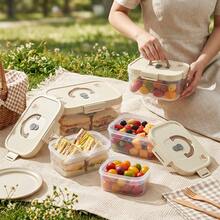 Multi-Functional Transparent Plastic Compartment Food Storage Box, Refrigerator Multi Grids Sealed Fresh-Keeping Box With Cover, Large Capacity Reusable Vegetables FruitsIngredient Container, Microwave Heatable, Kitchen Food Storage And Organization - Multicolor - View 2