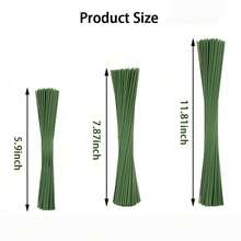 20pcs/60pcs/100pcs Super Sturdy & Non-Curling Floral Wire Stems, Suitable For Making Artificial Flower Bouquets, Preserved Rose Decorations, DIY Flower Stems & Bases - Green - View 3