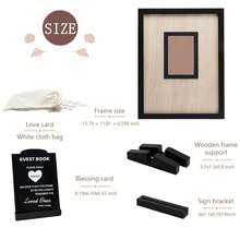 Wooden Creative Heart-Shaped Guest Book,Wedding Card Box With Photo Frame,Wooden Wedding Signage,,Wedding Reception Card Holder,Rustic Wedding Decor, Suitable For Anniversary, Birthday And Special Occasions,Collecting Heartfelt Messages - 黑色方款 - 查看 4