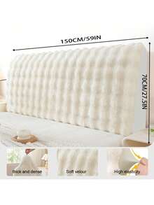 1 chiếc bọc đầu giường bằng vải nhung mềm mại, bảo vệ đầu giường ấm áp, chống bụi mùa đông, bọc đầu giường trang trí. - trắng - Xem 11