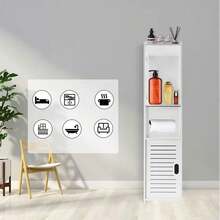 Badezimmer-Hochschrank Als Freistehender Stauraumschrank Mit Schubladen – Multifunktional Nutzbar Auch Als Küchenregal, Putzmittel- Oder Werkzeugschrank, Schlankes Design, Große Kapazität Und Stabile Standfüße, Ideale Aufbewahrungslösung Für Badezimmer, Küche Und Hauswirtschaftsraum, Perfekt Für Mieter, Familien Und Ordnungsliebende, Die Zusätzlichen Stauraum Flexibel Und Stilvoll Nutzen Möchten. - Übersicht 3