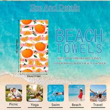 1 pieza/24pcs Toalla de playa con estampado de sandía y naranja a rayas, manta de playa de microfibra extragrande, toalla de baño súper absorbente, adecuada para viajes, piscina, buceo, surf, yoga, camping, múltiples tamaños, accesorios de playa, aplicable para playa, piscina, viajes, camping, yoga - fruta - Ver 39