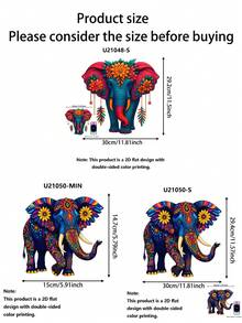 1Pc 2D Flat Colorful Elephant Metal Wall Decor, Boho Style Elephant Garden Ornament, Suitable For Home, Yard, Room, Courtyard And Balcony Decoration, Also Used As Outdoor Fence Decor, Housewarming & Holiday Gift, Ideal Present For Friends And Family - Elephant B - View 7