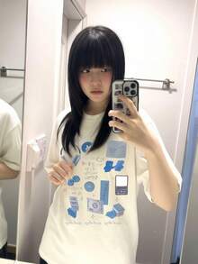 Cute Y2K Summer Top. 1 Pack. Cute Y2K Summer Top. 100% Cotton. Women's Casual Summer Top, Comfortable And Loose. New Short-Sleeved Y2K T-Shirt, Japanese And Korean Style, Unisex, For Couples. Perfect For A Casual Look. - 白色 - 查看 3