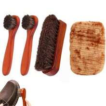 Juego de cepillos de zapatos Loopunk de pelo de caballo premium - 3 cepillos de brillo de zapatos + 1 guante de paño brillante - Kit de cuidado de zapatos para botas de cuero, zapatos, asientos de - Marrn - Ver 7