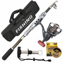 Carbon Fiber Fishing Rod & Reel Combo With Metal Spool Fishing Line Fish Gripper Double Layer Storage Bag All-Water Portable Kit - Black - View 2