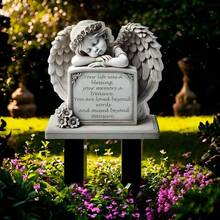 Easter Angel Tombstone Memorial Plaque Acrylic Flat Ground Stake Craft Garden Yard Ground Insert - A - View 3