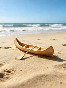 1 Set Mini Realistic Floating Boat With Oars, Boat Model, Floating Boat Decoration, Suitable For Garden Landscape, Aquarium, Fish Tank, Bonsai Landscape, Home Office Decor, Desktop Decor, Craft Decoration Ornament, Suitable For Spring And Summer Holiday Decoration - A - View 2