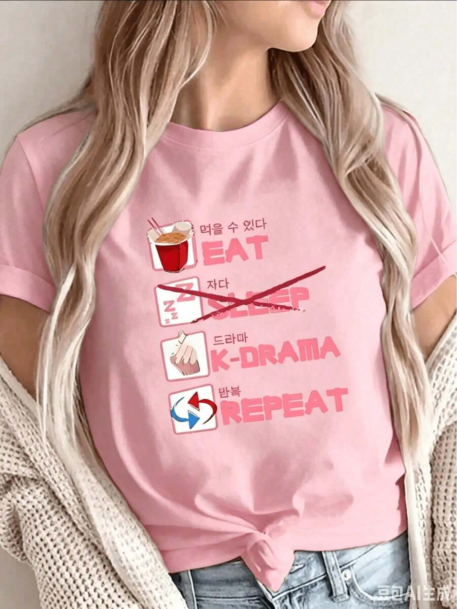 Camiseta de manga corta con estampado de rosas y bandera patriótica estadounidense para mujer - Camiseta informal de manga corta con cuello redondo para la celebración del 4 de julio, camise - Rosa - Ver 1