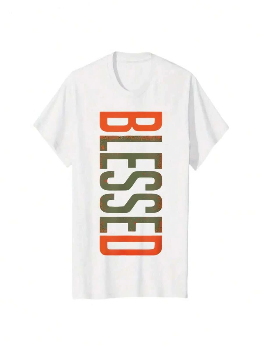 Mens Clothes, T Shirts for Men, Casual Style Design with Print, 100% Pure Cotton Fabric, Loose Fit, Comfortable and Breathable, Black T-Shirt, Fashionable and , Suitable for Daily and outdoor Wear in Summer - Branco - Ver 1
