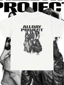 100 % Baumwolle. Lässiges Kurzarm-T-Shirt mit Print. K-Pop 1pacALLDAY PROJECT Unisex-T-Shirt im koreanischen Streetwear-Y2K-Stil mit ikonischem Logo, ideales Geschenk für Idole und neue K-Pop-Fanbekleidung (maschinenwaschbar). Perfekt für Frühling/Sommer. - Weiss - Übersicht 1