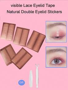 Invisible Rose Lace Eyelid Tape, Long‑Lasting Waterproof Double Eyelid Stickers For Hooded Eyes,Single Eyelids, Inner Double Eyelids,7 Styles Optional, Strong Support No Edge‑Lifting, Natural Skin‑Friendly Eye Makeup Tool For Daily Makeup,Dating,Party,Gift With Applicator Tweezers - Nude - View 2