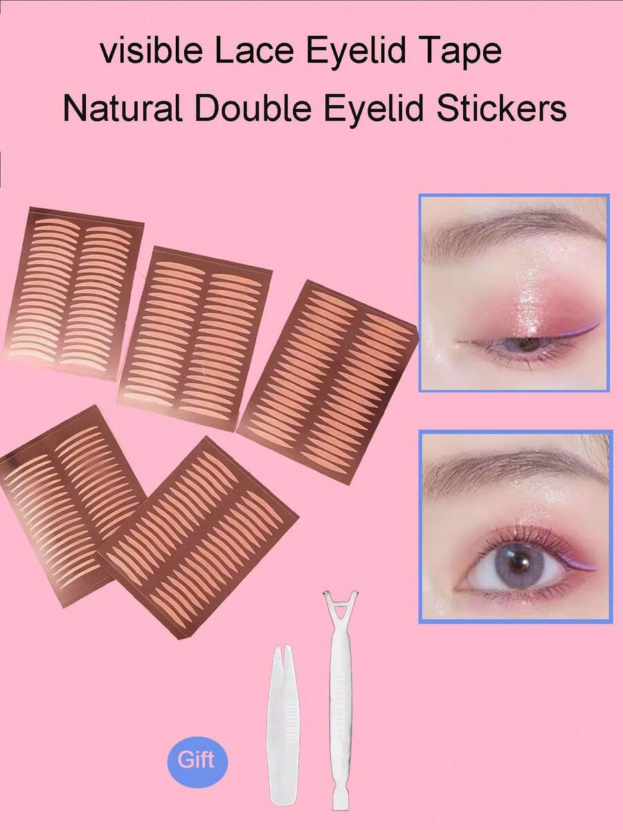 Invisible Rose Lace Eyelid Tape, Long‑Lasting Waterproof Double Eyelid Stickers For Hooded Eyes,Single Eyelids, Inner Double Eyelids,7 Styles Optional, Strong Support No Edge‑Lifting, Natural Skin‑Friendly Eye Makeup Tool For Daily Makeup,Dating,Party,Gift With Applicator Tweezers