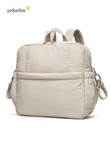 SOBOBA 1pc Waterproof Solid Color Nylon Mommy Backpack, Large Capacity, Stroller Hanging, Multi-Pocket Diaper Bag, Suitable For Picnic And Outings - Multicolor - View 12