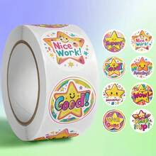 500pcs/Roll Colorful 5-Pointed Star Stickers, 2.5cm/1inch, Amazing Stickers, Good Stickers For Scrapbooking, Luggage, Notebook, Water Bottle, Craft, Non-Adhesive Labels, Gift Decor, Stationery, Back To School Supplies - Cartoon - View 3