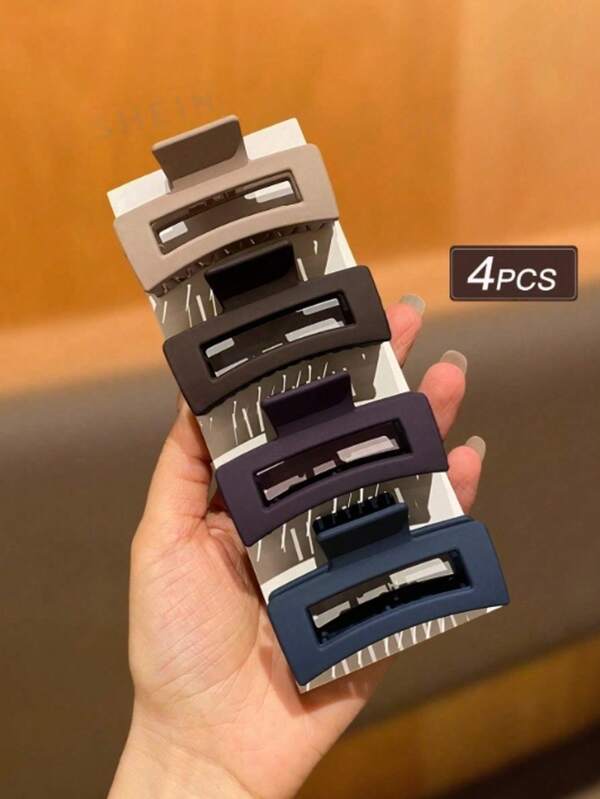 4pcs Morandian Color Square Hair Clips, Fashionable Minimalist Design, Medium Size, Suitable For Daily, Work, School And Other Occasions, Women Hair Accessories, Recommended Gift For Autumn, Elegant Hair Clips, Essential For Winter Vacation