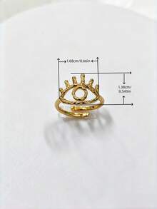 Anillo de Ojo Malvado para Mujeres, Anillo de Banda Abierta Minimalista de Cobre Puro, Accesorio de Moda, Tamaño de Anillo Ajustable - Dorado - Ver 2