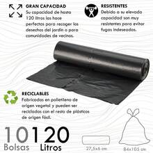Interior 110L Closed Recycling Bin With Wheels + 120L Trash Bags – Stackable Bin For Waste Management In Professional Environments 42x57x88 Cm. This 110-Liter Bin With A Closed Lid Is Designed For The Collection And Sorting Of Waste In Public And Professional Settings. Its Stackable Design And Wheels Facilitate Movement And Help Organize The Workspace. It Includes 10 Black, 120-Liter Polyethylene Trash Bags (90 Gsm) For Proper Waste Management. Bin Dimensions: 42x57x88 Cm. - B - View 2
