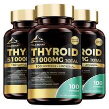 Thyroid Support Formula, Enhances Mood, & Digestive Function, Balances Substances, Contains Lodine, L-Tyrosine, Ashwagandha Root, Bladderwrack Thallus, 100 Softgels, Lasts For 50 Days - Three Bottles-Best Choice - 查看 9