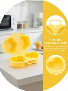 Microwave Egg Cooker And Frying Pan. Heart-Shaped + Flower-Shaped Egg Molds. Non-Electric, Made Of Heat-Resistant Polypropylene Plastic, With A Double-Layer Insulated Egg Cup Base. This Space-Saving Breakfast Cooking Tool Is Suitable For Home, Office And Dorm, An Easy-To-Clean Kitchen Gadget With A Sturdy Handle Design Structure. - Multicolor - View 10