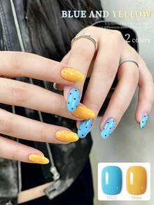 XEIJAYI 2 Colors 15ML New Blue & Yellow Nail Gel, Semi-Permanent Nail Salon UV LED Soak-Off Nail Gel, Suitable For Spring & Summer - Multicolor - View 2