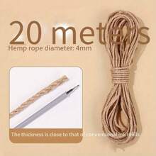Jute Rope Twisted Heavy Duty And Thick Twine Rope For Cat Scratcher Scratching Post Tree Craft Projects Gardening Home Decoration Packing Bundling(Cat/Cat Stuff/Cat /Pet Supplies/Cat Supplies) - A - View 4