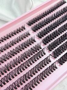 280 Stücke einzelne Wimpernbüschel mit natürlichem Aussehen & feinen Wimpernbüscheln 30D+40D 2 gemischte Stile D-Locken DIY ultra leicht & super weiche wiederverwendbare einzelne Wimpernverlängerung für Anfänger zur Verwendung zuhause - D - Übersicht 4